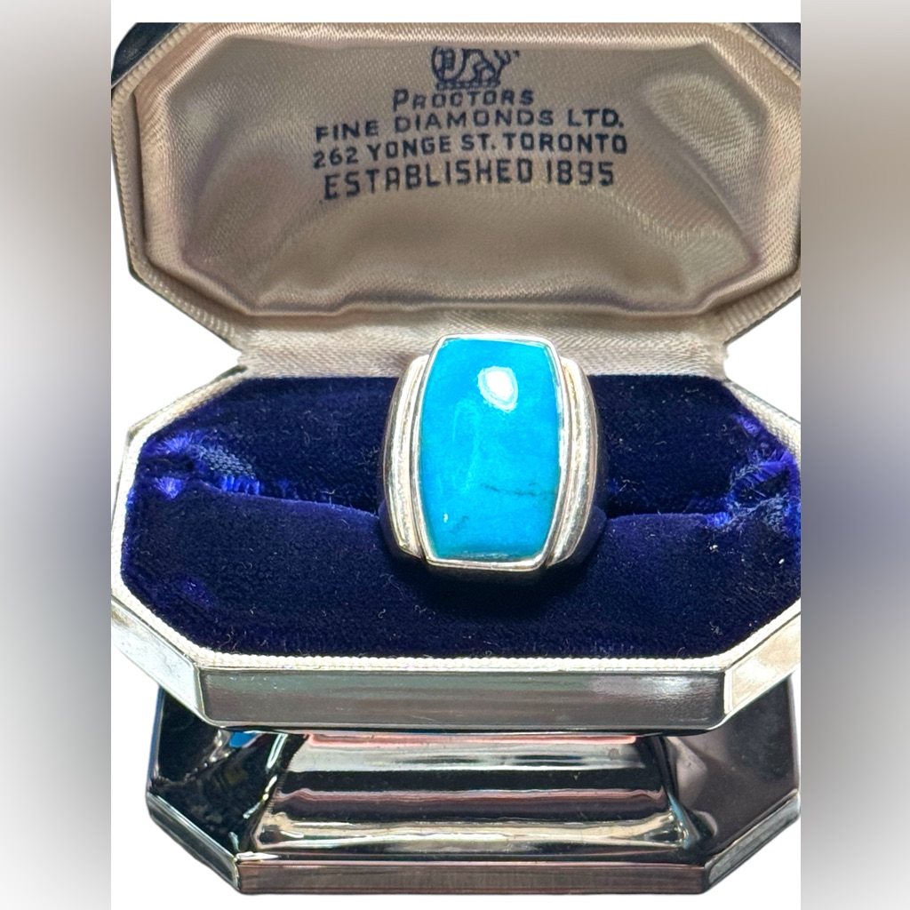 Lovely Sterling Silver 925 Mens Turquoise Ring